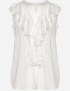 new collection Cămașă Albă Fără Mâneci din Vâscoză cu Decolteu în V și Volan Arlimi