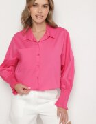 new collection Cămașă Fucsia de bumbac cu mâneci încrețite și volane Tanandoria