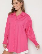 new collection Cămașă Fucsia de bumbac cu mâneci încrețite și volane Tanandoria