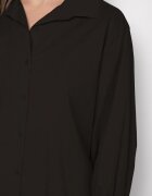 new collection Cămașă neagră din bumbac cu mâneci încrețite și volane Tanandoria