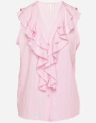 new collection Cămașă Roz deschis Fără mâneci cu Viscoză cu Decolteu în V și Volan Arlimi