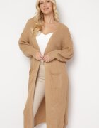 new collection Cardigan Lung Maro cu croială lejeră Mostiura