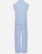 new collection Compleu Albastru Bluză fără mâneci Decorată cu broșe și Pantaloni largi Sadaniae