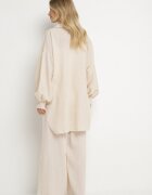 new collection Compleu Bej cu Pantaloni Largi și Cămașă cu Mâneci Bufante Stellise