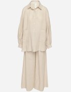 new collection Compleu Bej cu Pantaloni Largi și Cămașă cu Mâneci Bufante Stellise