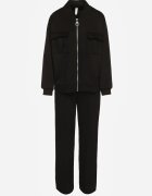 new collection Compleu de trening din bumbac Negru Bluză cu fermoar și Pantaloni Tevrisa
