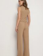 new collection Compleu maro Vestă cu decolteu în V și Pantaloni largi cu șnur Sadonelle
