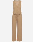 new collection Compleu maro Vestă cu decolteu în V și Pantaloni largi cu șnur Sadonelle