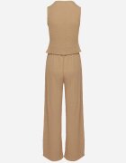 new collection Compleu maro Vestă cu decolteu în V și Pantaloni largi cu șnur Sadonelle