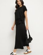 new collection Compleu Negru cu Viscoză Fustă și Bluză cu Legătură Davissael