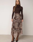 new collection Fustă din vâscoză din șifon cu imprimeu leopard și margine neregulată Pamenella Bej