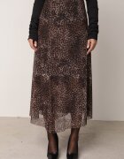 new collection Fustă din vâscoză din șifon cu imprimeu leopard și margine neregulată Pamenella Maro