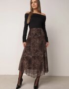 new collection Fustă din vâscoză din șifon cu imprimeu leopard și margine neregulată Pamenella Maro