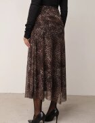 new collection Fustă din vâscoză din șifon cu imprimeu leopard și margine neregulată Pamenella Maro