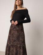 new collection Fustă din vâscoză din șifon cu imprimeu leopard și margine neregulată Pamenella Maro
