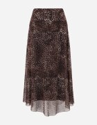 new collection Fustă din vâscoză din șifon cu imprimeu leopard și margine neregulată Pamenella Maro