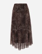new collection Fustă din vâscoză din șifon cu imprimeu leopard și margine neregulată Pamenella Maro