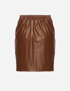 new collection Fustă Maro din Imitație de Piele Încrețită Asimetrică Vephi