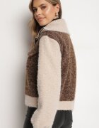 new collection Geacă de tranziție Maro din țesătură Boucle cu croi drept cu guler înalt Lilwanea