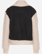 new collection Geacă de tranziție Negru-bej din țesătură Boucle cu croială dreaptă și guler înalt Lilwanea