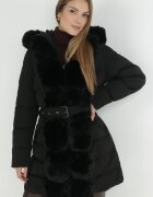 new collection Geacă Neagră Matlasată cu blană Balmo