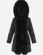 new collection Geacă Neagră Matlasată cu blană Balmo