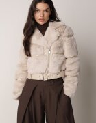 new collection Jachetă Bej de blană cu curea decorativă Sirunis