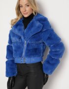 new collection Jachetă de blană bleumarin cu curea decorativă Sirunis