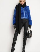 new collection Jachetă de blană bleumarin cu curea decorativă Sirunis
