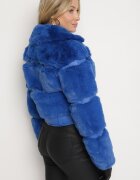 new collection Jachetă de blană bleumarin cu curea decorativă Sirunis
