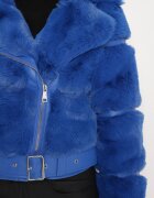 new collection Jachetă de blană bleumarin cu curea decorativă Sirunis