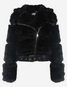new collection Jachetă Neagră Blănoasă cu Curea Decorativă Sirunis