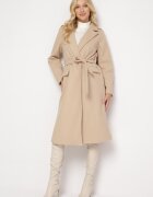new collection Palton Bej deschis Lung Cămbrat cu Cordon Seraphette