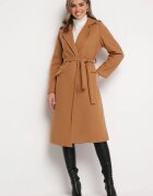 new collection Palton Bej închis Lung Cambrat cu Cordon Seraphette