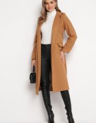 new collection Palton Bej închis Lung Cambrat cu Cordon Seraphette