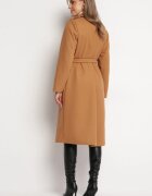 new collection Palton Bej închis Lung Cambrat cu Cordon Seraphette