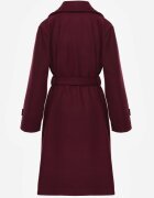 new collection Palton Bordeaux Deschis cu cordon din material în talie cu buzunare și guler Neeraja