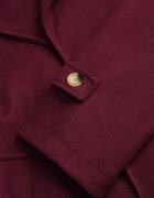 new collection Palton Bordeaux Deschis cu cordon din material în talie cu buzunare și guler Neeraja