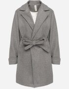 new collection Palton Gri închis cu croială tip halat cu încrețituri în talie și cordon Sartissa