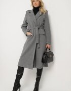 new collection Palton Gri închis Lung Cambrat cu cordon legat Seraphette
