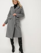 new collection Palton Gri închis Lung Cambrat cu cordon legat Seraphette
