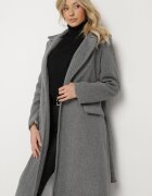 new collection Palton Gri închis Lung Cambrat cu cordon legat Seraphette