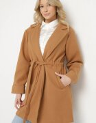 new collection Palton Maro cu croială de halat cu încrețituri în talie și cordon legat Sartissa