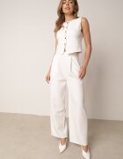 new collection Pantaloni Albi Eleganți cu Picioare Lărgi Kahinuni