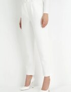 new collection Pantaloni Albi țigaretă cu talie înaltă și elastic în talie Elexis