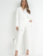 new collection Pantaloni Albi țigaretă cu talie înaltă și elastic în talie Elexis