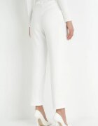 new collection Pantaloni Albi țigaretă cu talie înaltă și elastic în talie Elexis