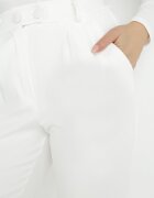 new collection Pantaloni Albi țigaretă cu talie înaltă și elastic în talie Elexis
