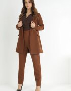 new collection Pantaloni țigaretă Maro închis High Waist Caphe