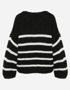 new collection Pulover Negru Tricotat cu mâneci lungi și largi în dungi Samsoni